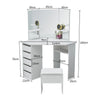 Classic Corner Dressing Table Stool Set White Makeup Desk Vanity Mirror 5 Drawer