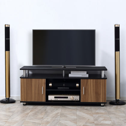 HOMCOM TV Cabinet Stand Entertainment Center Media Console Storage Black, Walnut