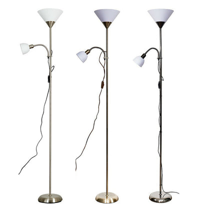 Mother & Child Floor Lamp White Frosted Shades Contemporary Lounge Reading Lamp