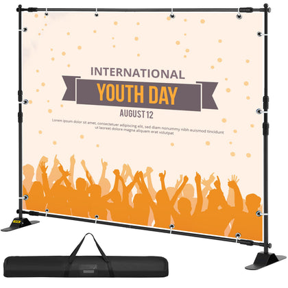 10' x 8' Backdrop Banner Stand Adjustable Telescopic for Trade Show