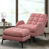Pink Recliner Matte Velvet Tufted Futon Armchair w/Footrest adjustable Backrest