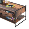 Abbey Coffee Table with 3 Drawers Rustic Industrial Oak Effect Living Room