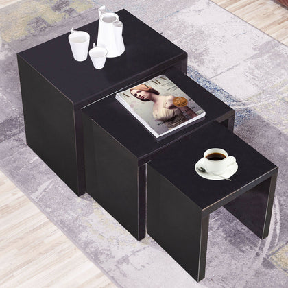 Nest Of Tables Coffee Table 3 Side End Lamp Table Living Room Furniture Black