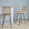 Set 2 Rattan Bar Stools Bistro Furniture Entryway Dining Room Living Breakfast