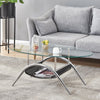 Glass Coffee Table with Storage Shelf for Living Room Oval 2-Tier Living Room BN