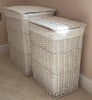 Lidded Wicker Linen Laundry Bin Basket with Cotton Liner