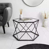 Black Metal Coffee Table Glass Top Sofa Side End Tables Living Room Home