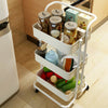 3 Tier Slim Kitchen Storage Trolley Cart Rack Tray Shelf Rolling Wheel W/ Handle