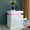 High Gloss Bedside Table Cabinet Bedroom Storage Nightstand with RGB LED Light