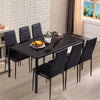 Black Glass Dining Table and 4 or 6 Padded Chairs Set Home Kitchen Furniture