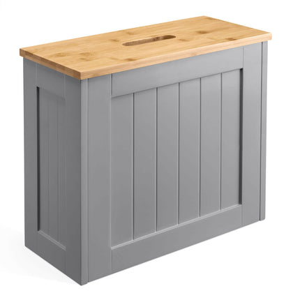 Bathroom Tidy Box Grey Bamboo Toilet Roll Cleaning Bottle Storage Unit Christow