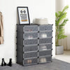 Mondeer 12 Cube Plastic Shoe Boxes Durable Storage Cabinet Organize Shelf Black