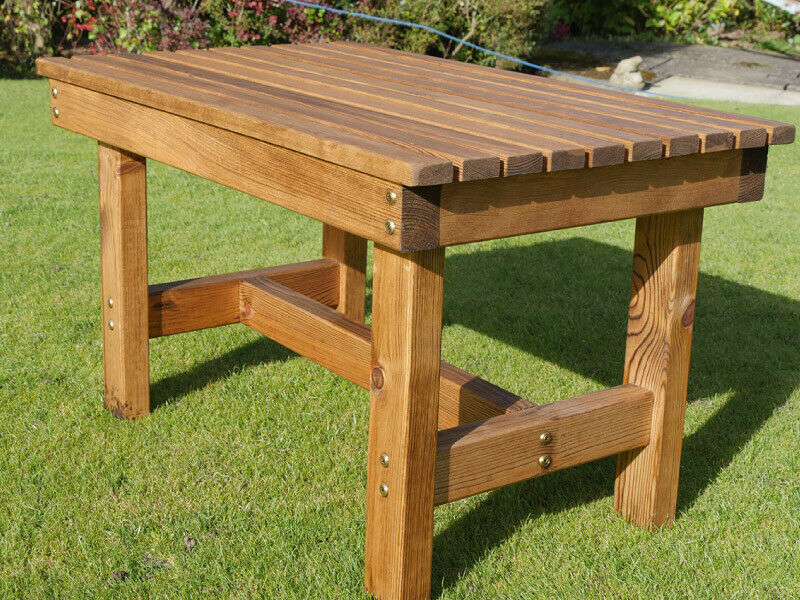 Long Wooden Garden Coffee Table Outdoor Patio Set Rustic Wood Rectangu ...