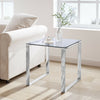 55cm Square Coffee Table with Clear Grey Tempered Glass Top & Chrome Base Design