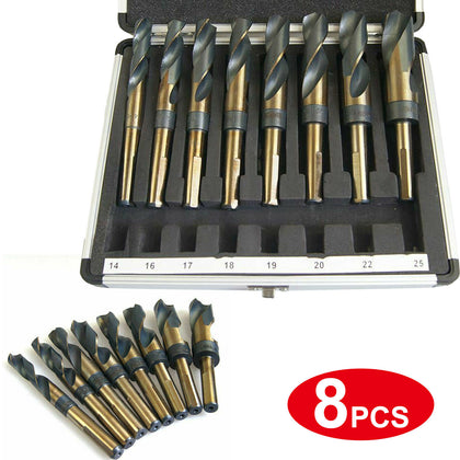 8PC High Speed Steel Cobalt Blacksmith Drill Bit Reduced Shank Drill Set 14-25MM