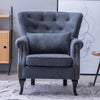 Chesterfield Linen Fabric Armchair Buttoned Wing Back Chair Queen Anne Sofa Seat