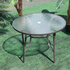 Outdoor Patio Dining Table Garden Bistro Cafe Table Glass Top with Parasol Hole