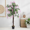 Large Potted Pink Wisteria Artificial Flowers Fake Plants Tree Home Garden Decor