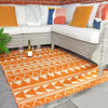 Washable Orange Geometric Rug Indoor Patio Outdoor Rugs Easy Clean Flatweave Mat