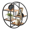 Wall Mounted Floating Shelves Metal Wood Storage Shelf Unit Display Rack Round