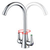 Modern Kitchen Taps Twin Dual Lever Hot Cold Tap Swivel Spout Mono Mixer