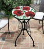 Iron/Glass Round Side Coffee Table Mosaic Design Garden Patio Flower Plant Stand