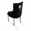 Black Velvet Lion Head Knocker Buttoned Quilted Back Chrome Legs Dining Chair