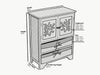Vintage Retro Sideboard Cabinet 2 Door 2 Drawers Cupboard With Wicker Baskets