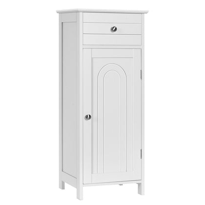 Bathroom Storage Cabinet Floor Standing Wooden Cupboard w/ Single Door & Drawer