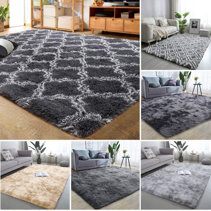 Large Shaggy Fluffy Rugs Anti-Slip Super Soft Mat Living Room Bedroom Carpet Rug