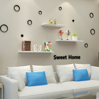 Pack of 3 Floating Wooden Wall Shelves Shelf Wall Storage 80cm - White New Uk