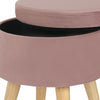Ottoman Footstool with Storage Round Footrest Seat Stool Home Velvet Wooden Legs