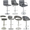 GREY PU Leather Breakfast Bar Stool Swivel Kitchen Chrome Metal Base Gas Lift