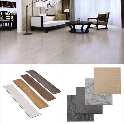 Vinyl Flooring Planks Wood/Marble Effect Living Room Kitchen Self-Adhesive Tile