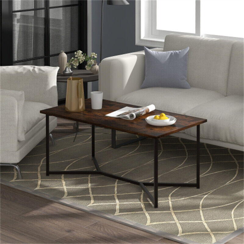Marble Effect Rectangle Coffee Table Tea Table Modern Living Room Furn ...