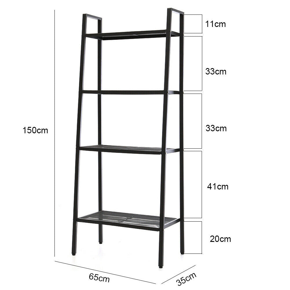 4-Tier Storage Shelves Ladder Bookshelf Industrial Bookcase Metal Flower Stand