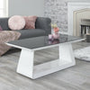 High Gloss Designer White Black Glass Modern Rectangle Coffee Side Table Living