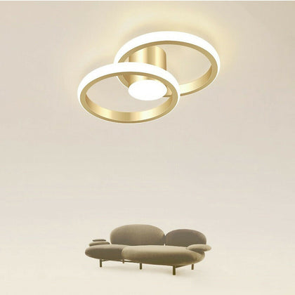 LED Golden Three-tone Light Ring Ceiling Light Personality Modern Hallway Aisle
