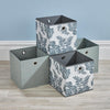 Folding 2 Grey 2 Floral Square Storage Utility Box Fabric Cube 4pc Basket Set