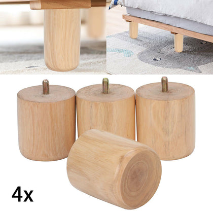 4x Wooden Sofa Legs replacement tapered feet for stool bed chair M8 TURNED WOOD