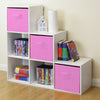 White 6 Cube Kids Toy/Games Storage Unit Girls/Boys Bedroom Shelves 3 Pink Boxes