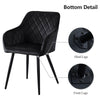 2 Pcs Dining Chairs With Armrests Velvet / PU Cushions Diamond Pattern Backrests