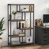 Open Bookshelf Rustic Industrial Style Shelves Wood and Metal Bookcase Furniture