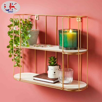2 Tier Wall Shelving Unit Traditional Floating Display Hanging Shelves Bookcase
