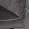 2PCS Modern Grey Velvet Fabric Upholstered Dining Chairs Armchairs Metal Legs