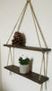 Rustic Vintage Shelves Handmade Wooden Natural Wood Floating Hanging Rope Shelf