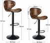 2X PU Leather Bar Stools Adjustable Height Chair Kitchen Stool Swivel Barstool
