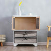 Vintage Retro Sideboard Cabinet 2 Door 2 Drawers Cupboard With Wicker Baskets