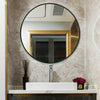 Large Industrial Style Round Wall Mirror Brushed Black Metal Frame 60cm Mirror