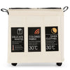 120L 3-Section Mobile Laundry Hamper Collapsible Water-Proof Laundry Sorter